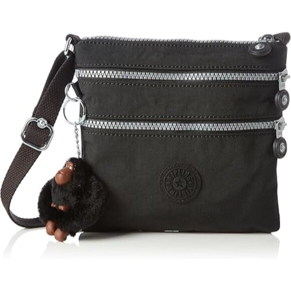 Kipling Keiko Women's Black Alvar S Douple Zip Pockets Cross-Body Bag - Picture 1 of 12